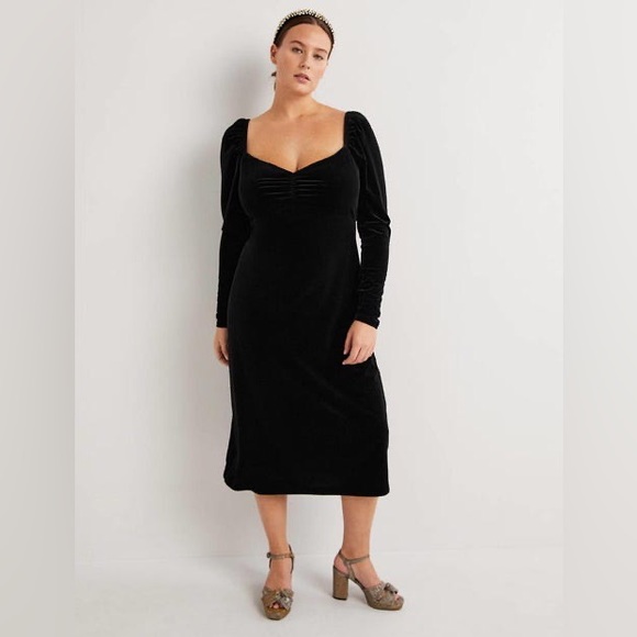 Boden Dresses & Skirts - NWT Boden Black Velvet Sweetheart Midi Dress